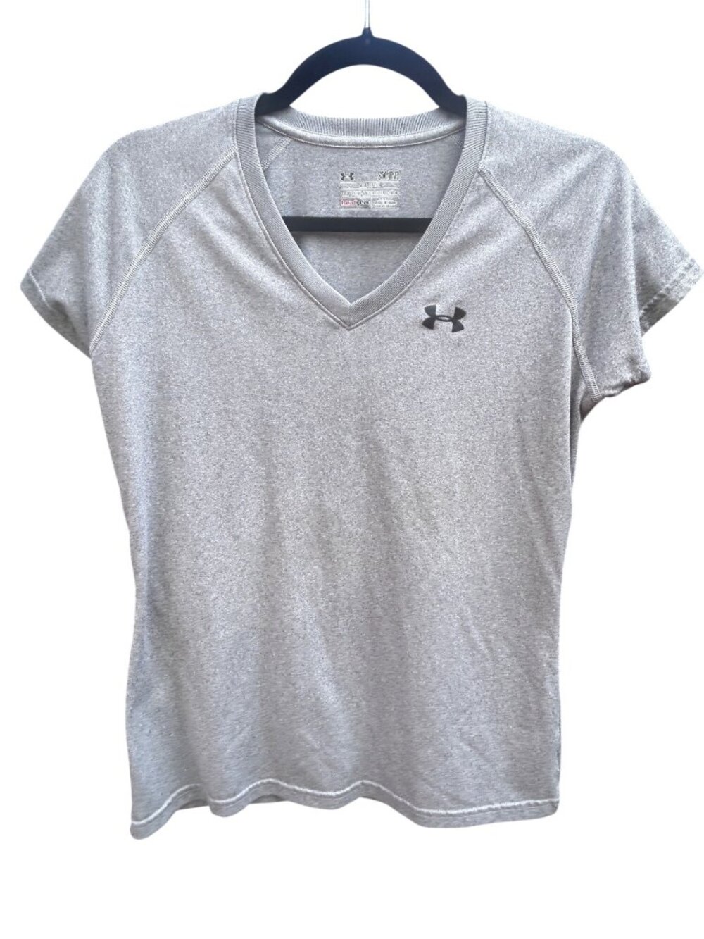 Under Armour Gray HeatGear Womens Semi-Fitted V-Neck T-Shirt Small 1947